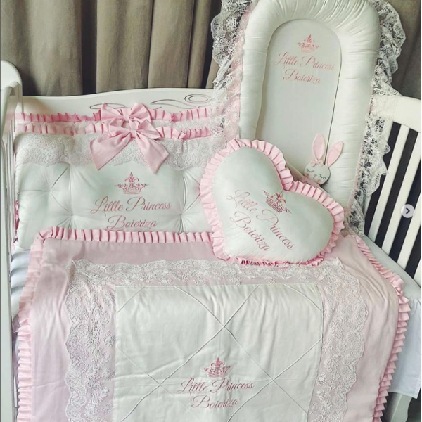 Babybett komplett Set für Mädchen in Rose
