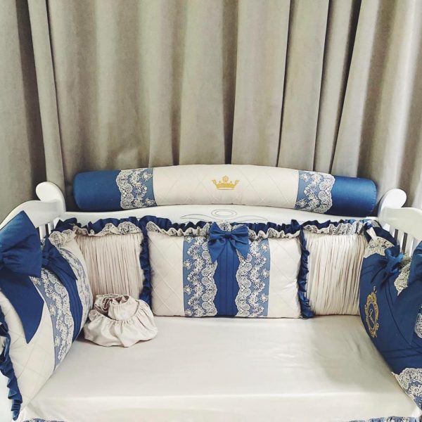 Rollkissen Beige/Royal Blau