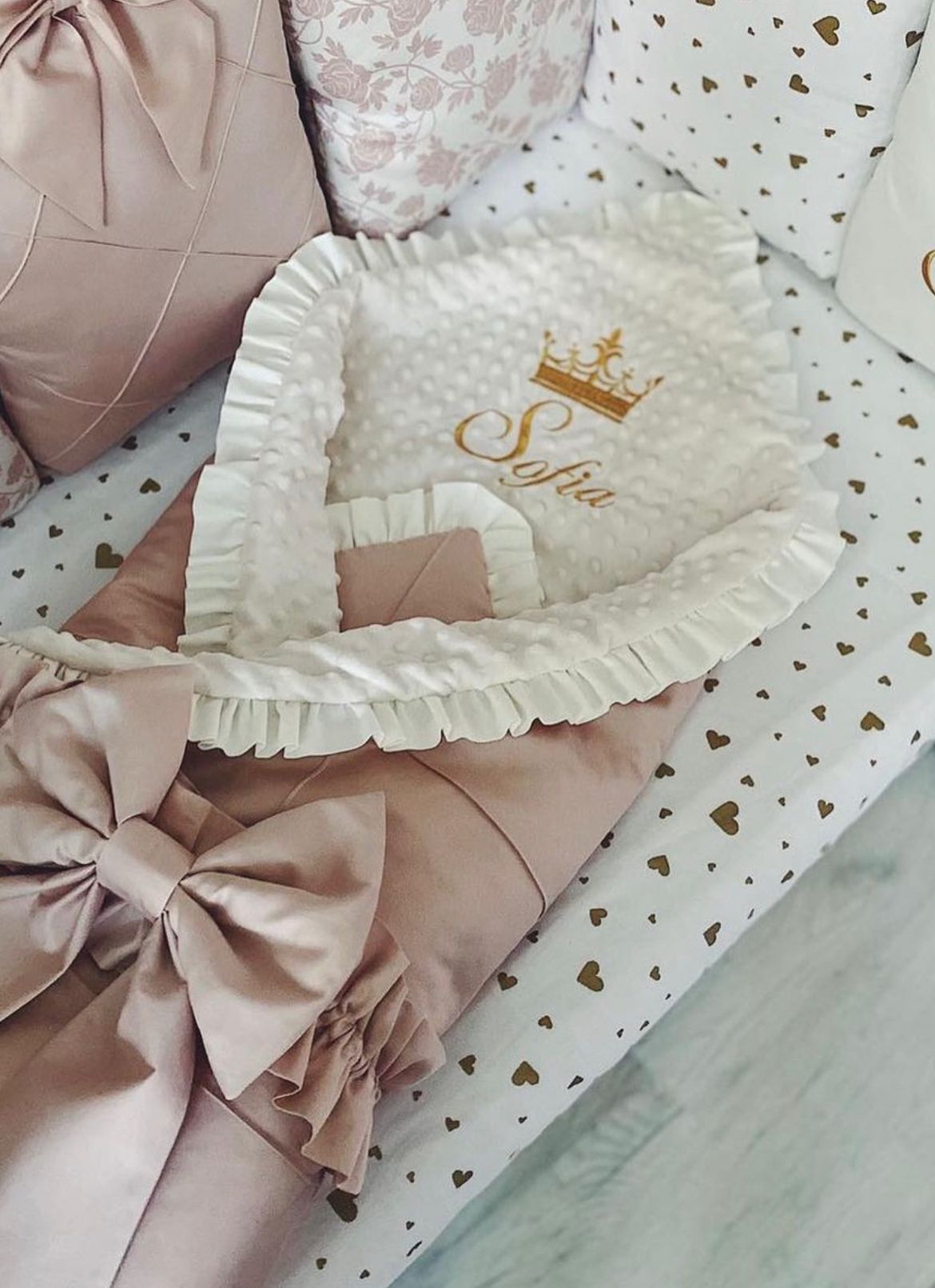 Einschlagdecke Altrosa / Weiß aus Plüsch Einschlagdecke Altrosa / Weiß aus Plüsch