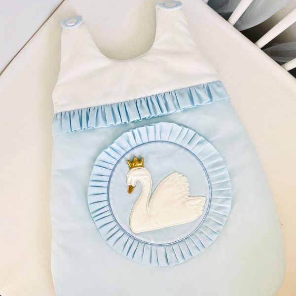 Babyschlafsack Blau mit Schwan Applikation