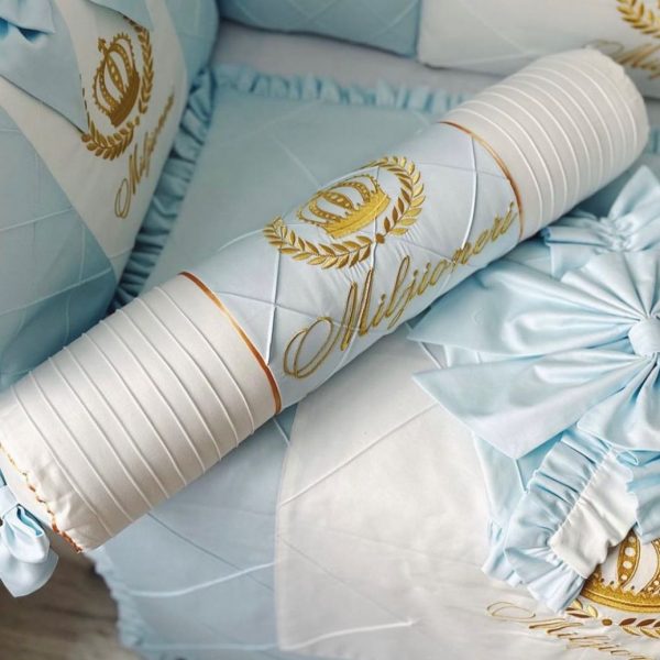 Rollkissen Hellblau/Weiß