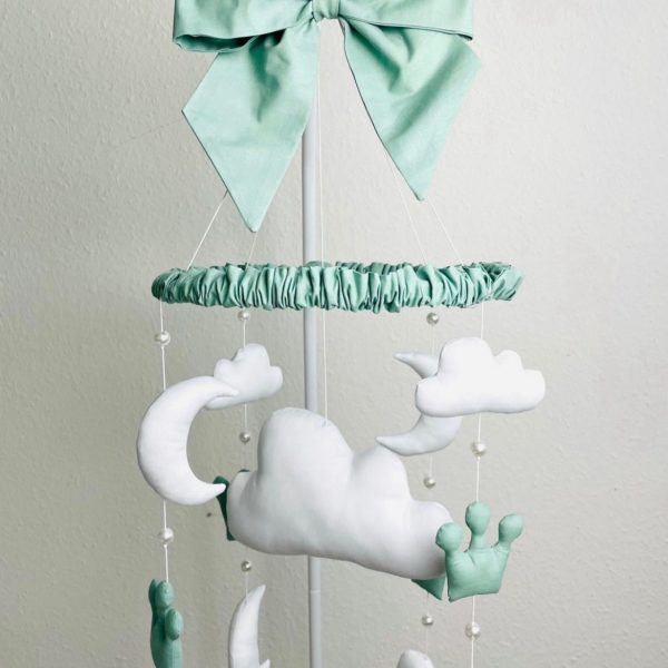 Baby Mobile mit Wolke Weis/Mint