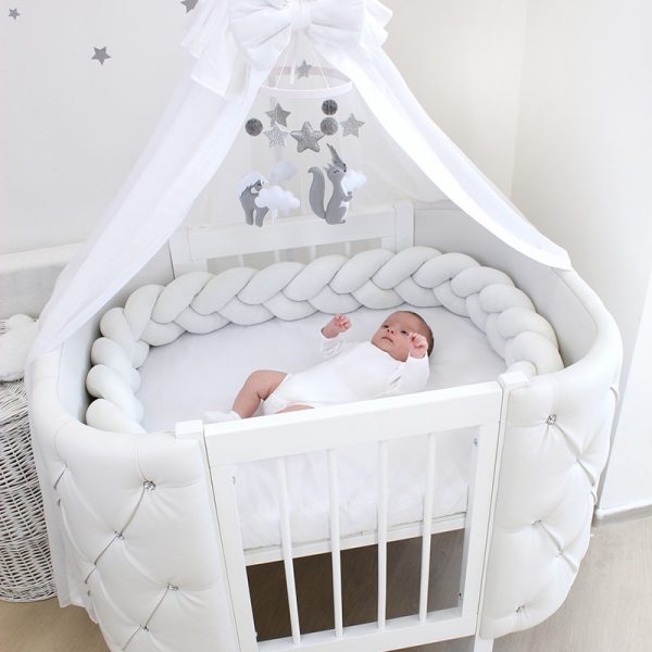 Babybett mitwachsend CATANIS 3-in-1 aus Eco-Leder Weiß