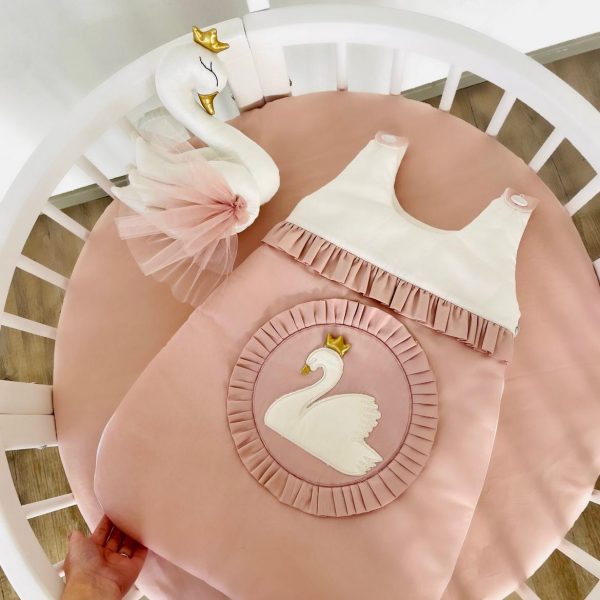 Babyschlafsack Altrosa mit Schwan Applikation