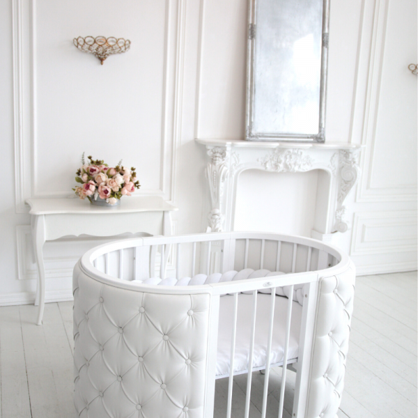 Luxus Babybett mitwachsend CATANIS 8-in-1 aus EcoLeder - Weiß