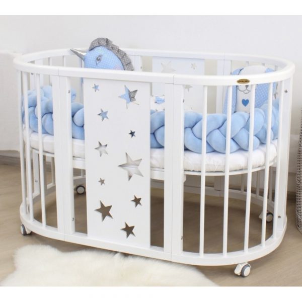 Babybett mitwachsend CATANIS 8-in-1 Weiß mit Sterne