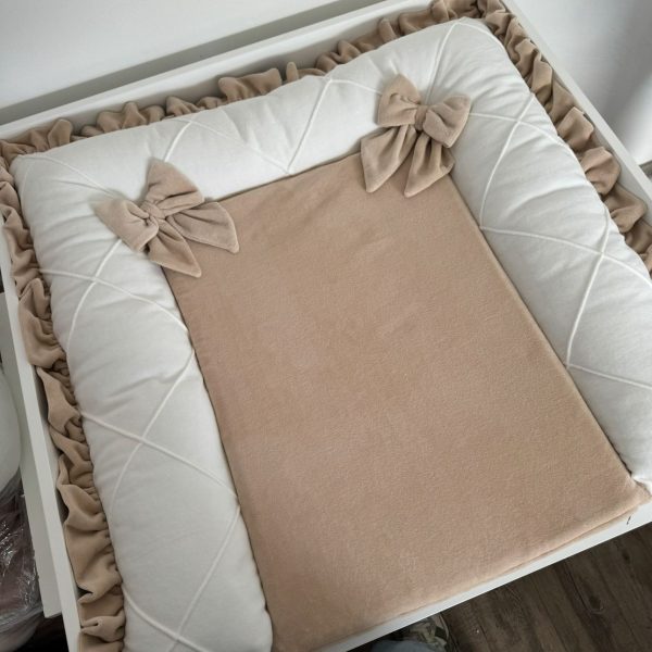 Wickelauflage aus Velours Beige/Weiß Wickelauflage aus Velours Beige/Weiß
