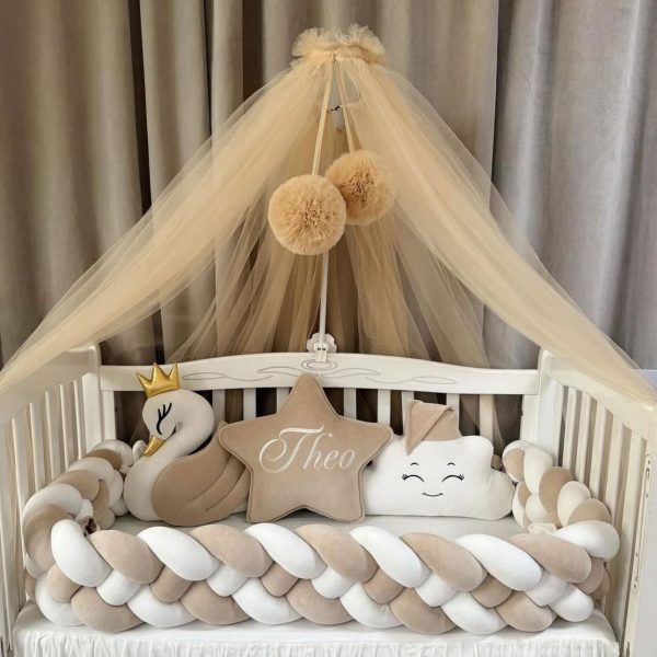Babybett komplett Set Beige/Weiß