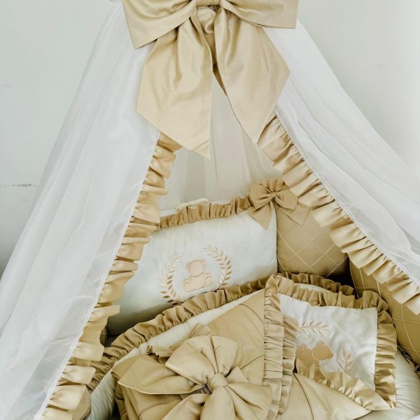 Himmelbett aus Chiffon Weiß/Beige