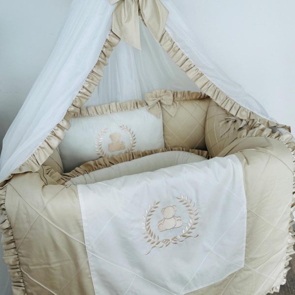 Baby Bettdecke Beige/Weiß