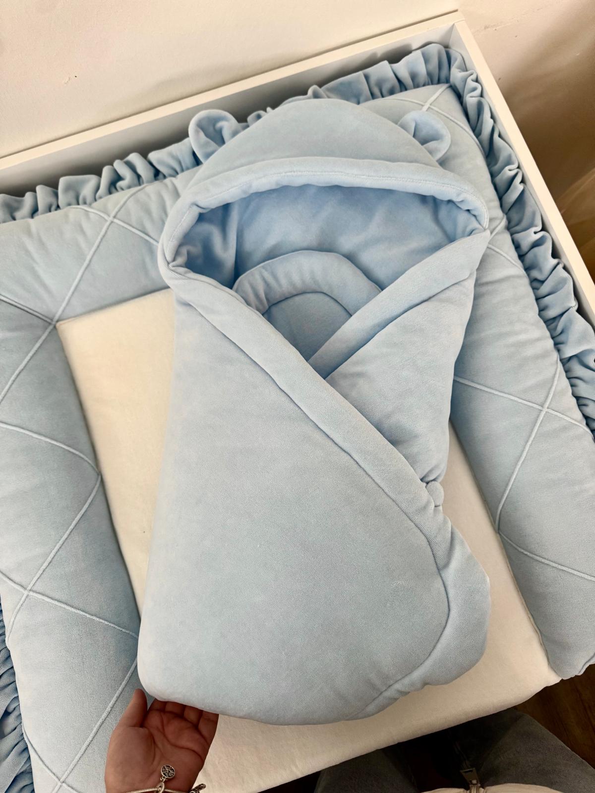 Einschlagdecke aus Velours Blau Einschlagdecke aus Velours Blau