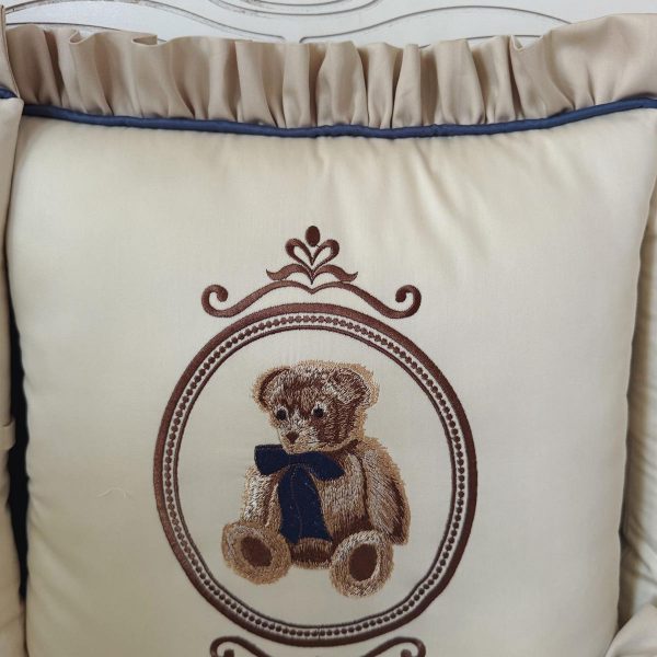 Babybett komplett Set Creme mit Teddy Stickerei