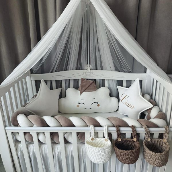 Babybett komplett Set Weiß/Cappuccino