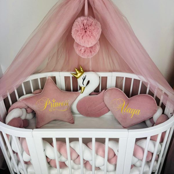 Babybett komplett Set Altrosa/Weiß/Gold Babybett komplett Set Altrosa/Weiß/Gold