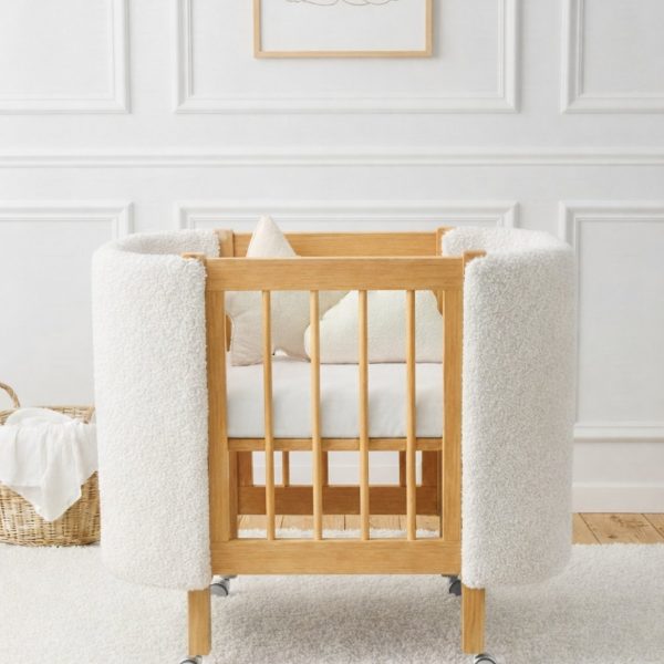 Babybett aus Bouclé CATANIS Naturweiß/Naturholz