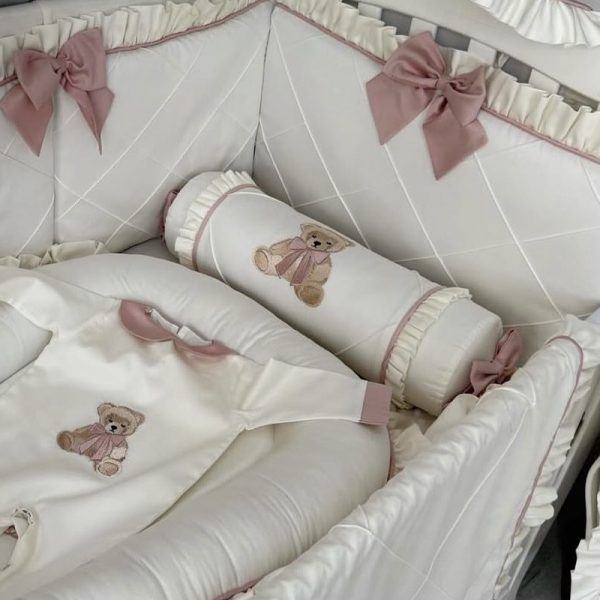 Rollkissen Naturweiß/ Altrosa