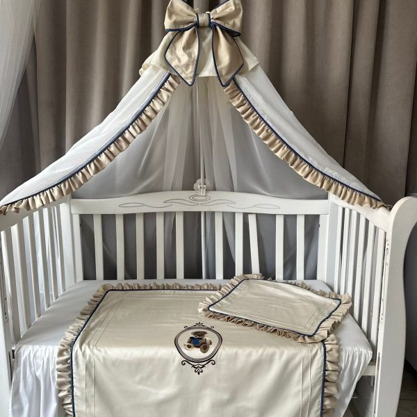 Babybettwäsche Set Creme/Dunkelblau