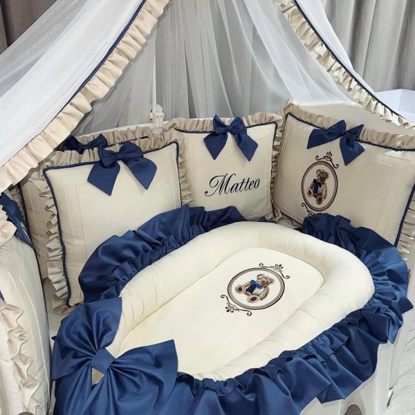 Babynest Creme/Dunkelblau